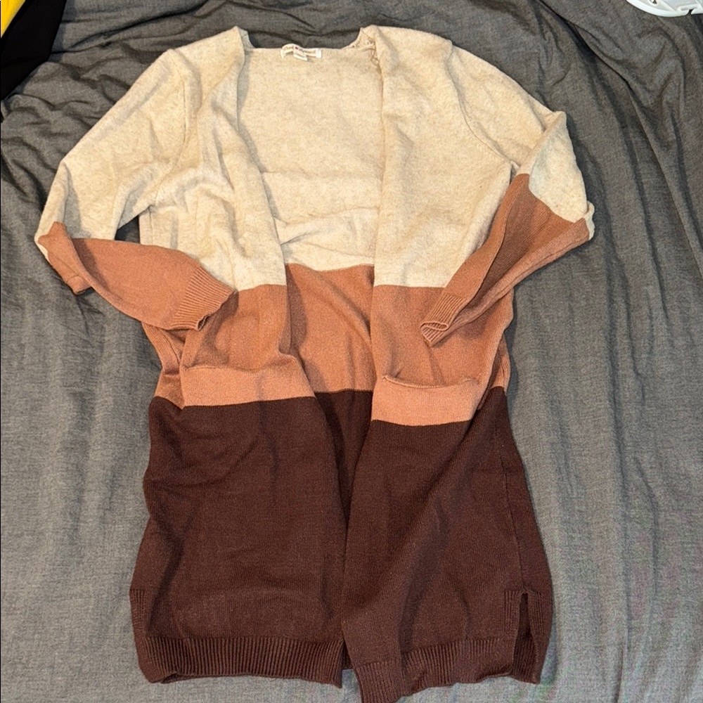 Colorblock Open Front Cardigan - Picture 2 of 3